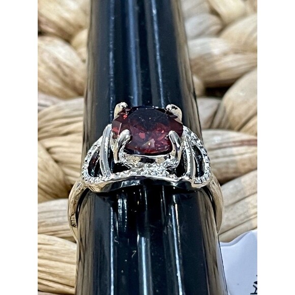 NWT Cushioned Garnet On Rhodium Plating Ring Size 9.75 Mob Wife Statement - Picture 5 of 10